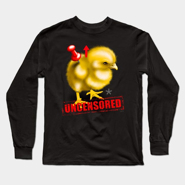 Pin Up Chick Uncensored Long Sleeve T-Shirt by MetroInk